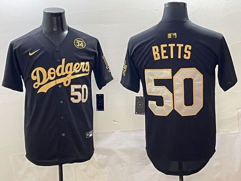 Men Los Angeles Dodgers #50 Betts Black Gold Nike 2025 MLB Jersey style 42611->los angeles dodgers->MLB Jersey